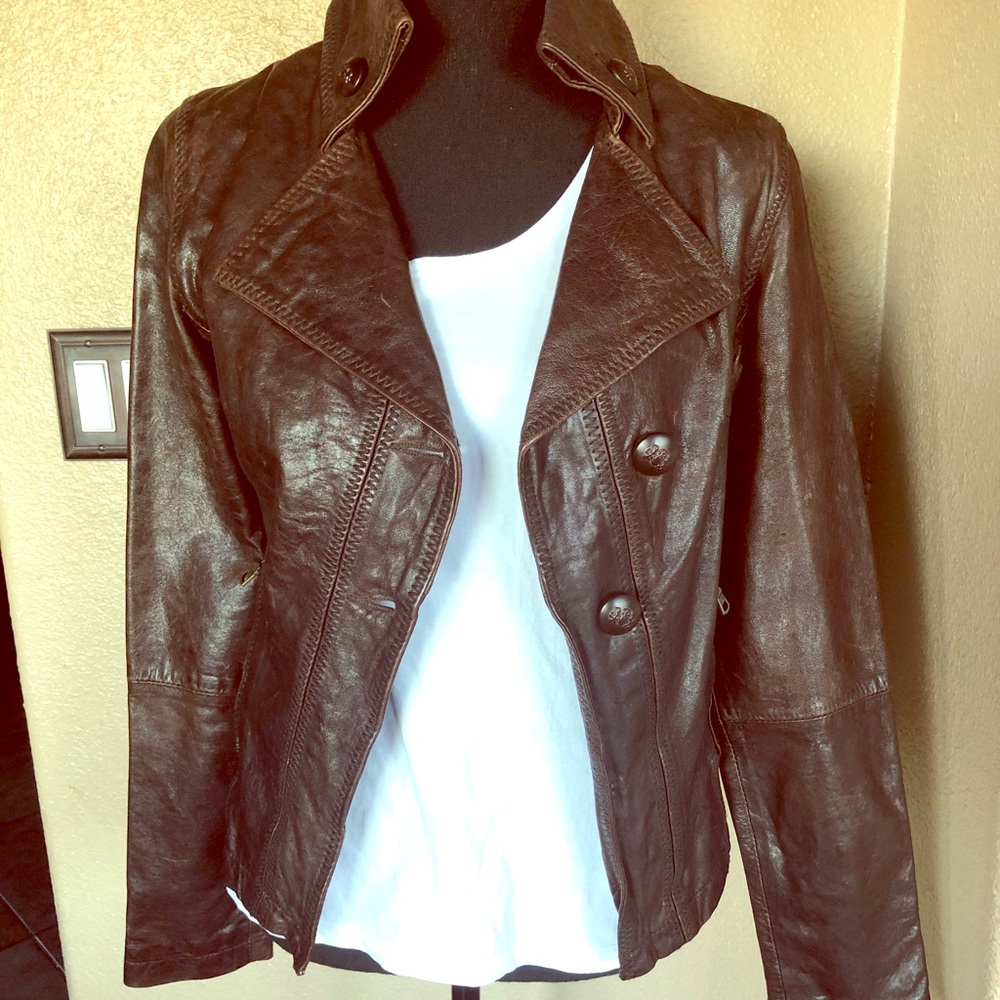 Brown leather jacket size small